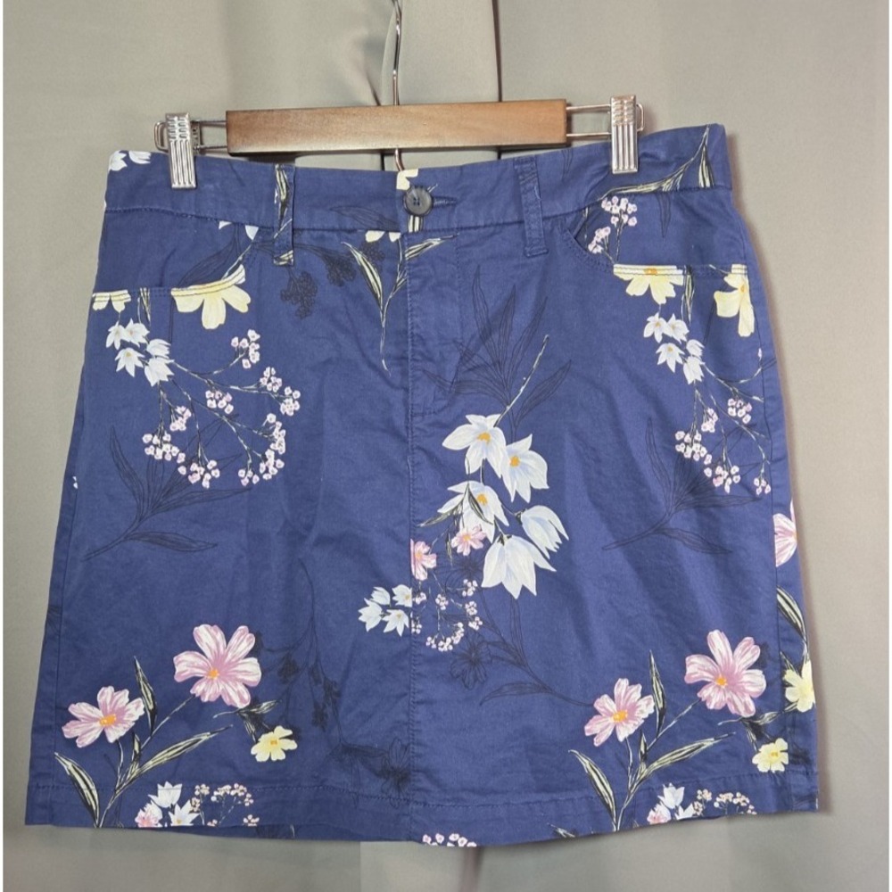 Croft & Barrow Floral Print Blue Utility Stretch‎ Canvas Mini Skort Size 12